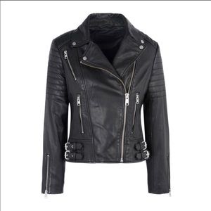 NWT Allsaints Papin Black Leather Jacket US 00
